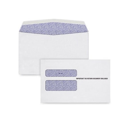 Tops Business Forms W-2 Laser Double Window Envelope, Commercial Flap, Gummed Closure, 5.63 x 9, White, 100PK 7985E100